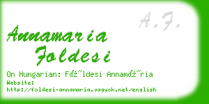 annamaria foldesi business card